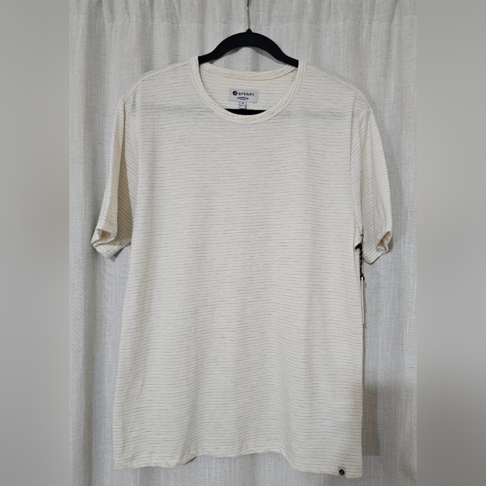 NWT Sperry Men's Cream Striped T-Shirt Size M